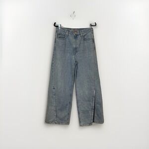 HUDSON James MSI Wide Leg Cropped Jeans Light Wash Size‎ 30 Zipper Ankle Slit